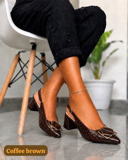 Women’s crocodile-embossed low-block heel slingback pump