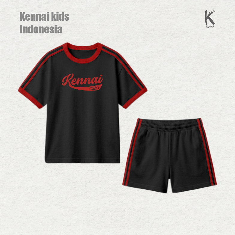 SETELAN PENDEK TEMA MERAH PUTIH INDONESIA BLACK