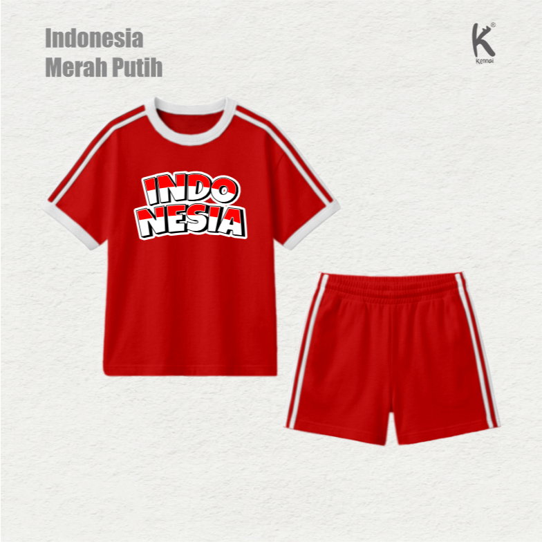 SETELAN PENDEK TEMA MERAH PUTIH RED