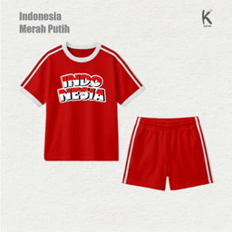 SETELAN PENDEK TEMA MERAH PUTIH RED