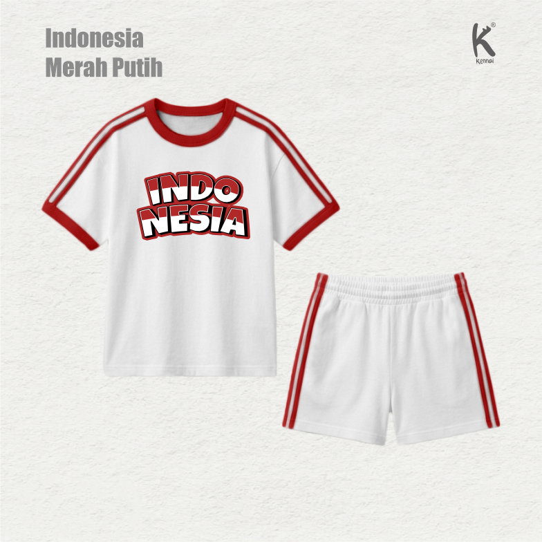 SETELAN PENDEK TEMA MERAH PUTIH WHITE