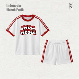 SETELAN PENDEK TEMA MERAH PUTIH WHITE