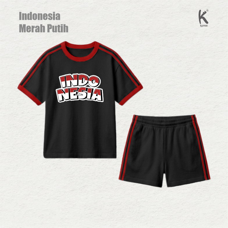SETELAN PENDEK TEMA MERAH PUTIH BLACK