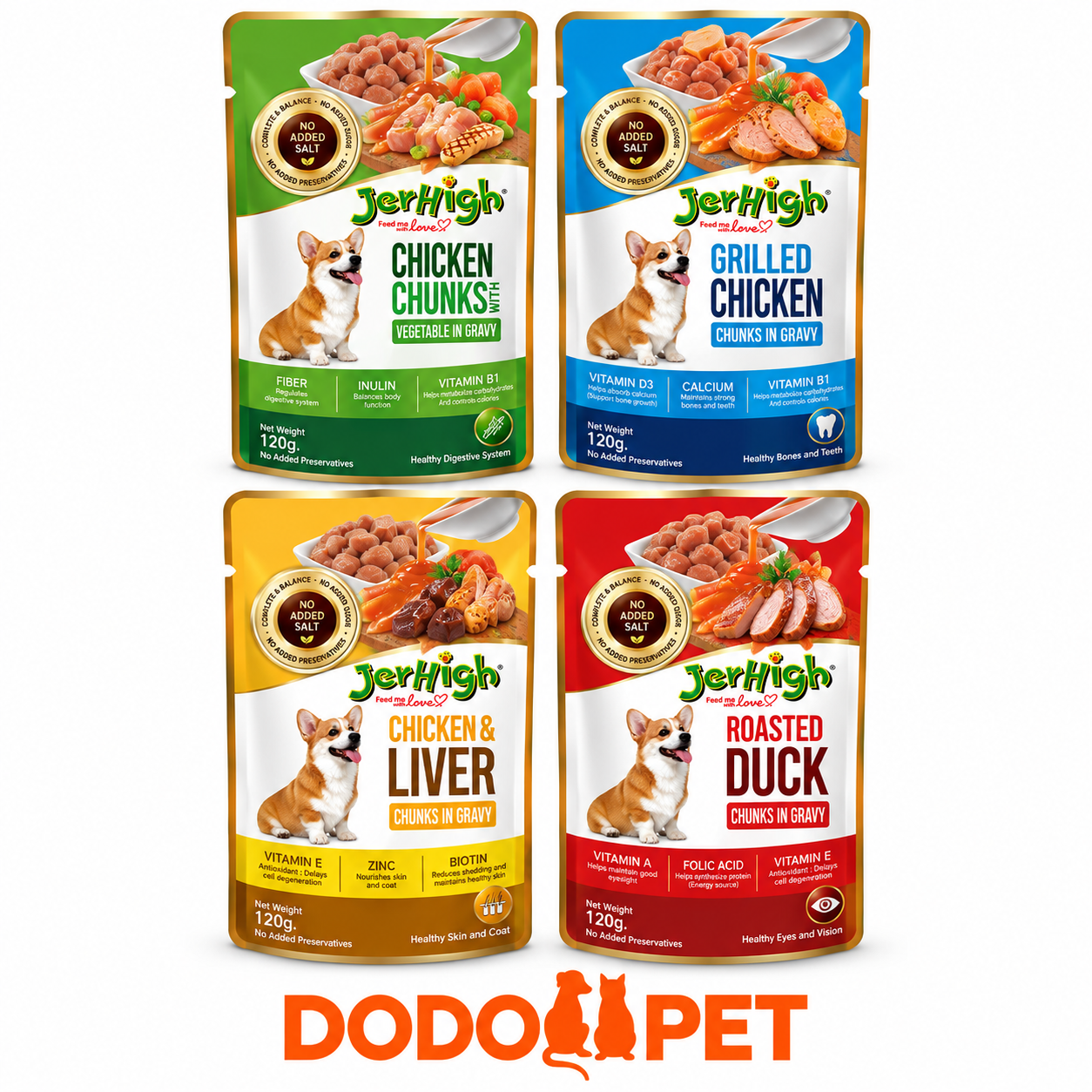 JerHigh Chunks in Gravy Wet Dog Food Pouch - 120g_0