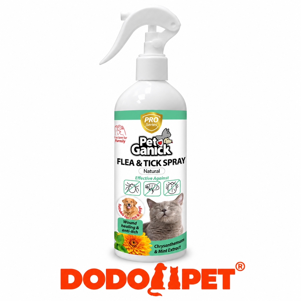 Pet Ganick Natural Flea & Tick Spray for Dogs & Cats – Plant-Based Pest Protection_0