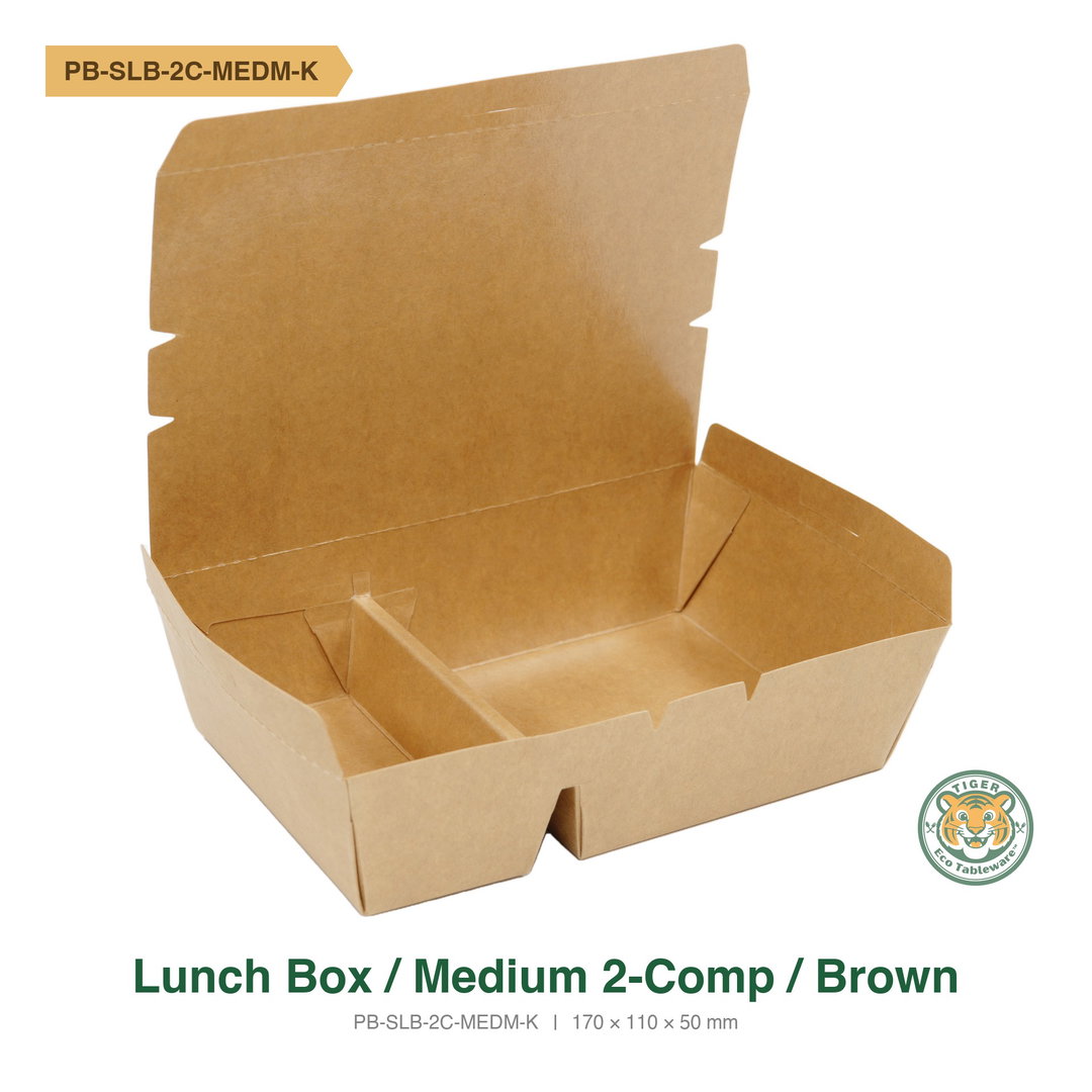Paper Lunch Box / Medium 2-Compartment / Brown (RM0.5375/pc)
