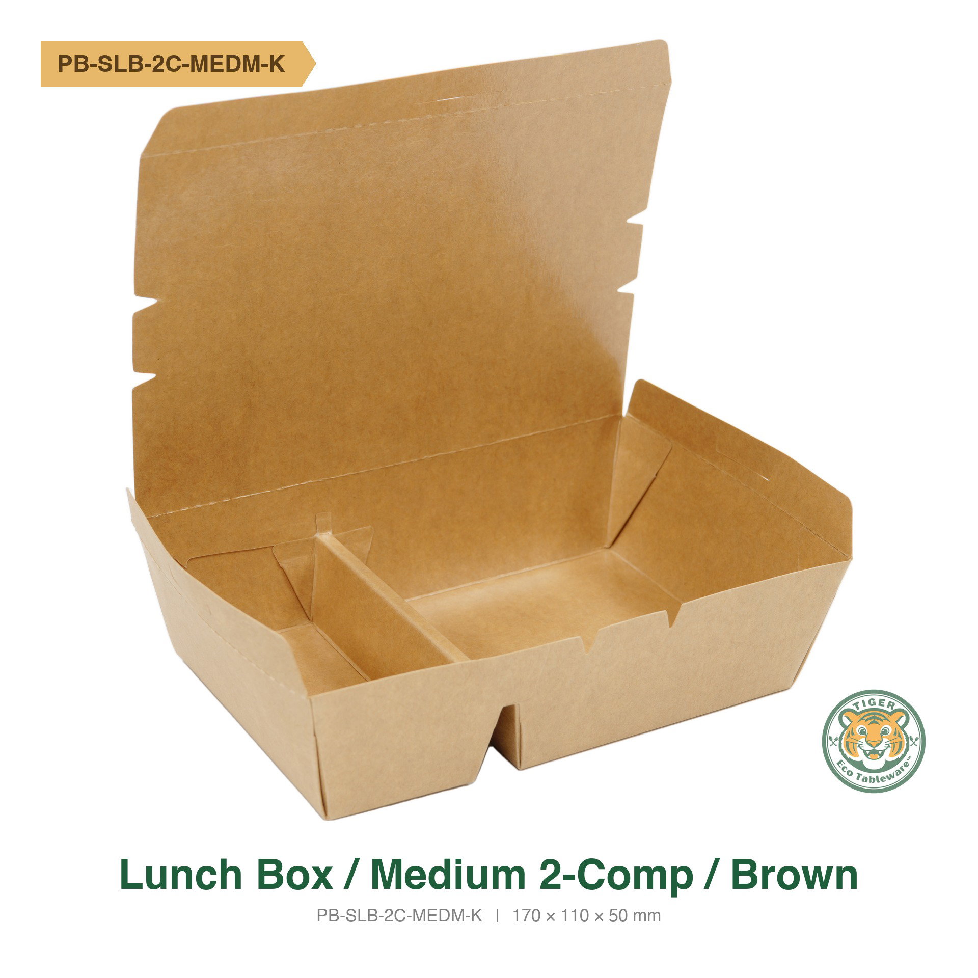 Paper Lunch Box / Medium 2-Compartment / Brown (RM0.5375/pc)_0