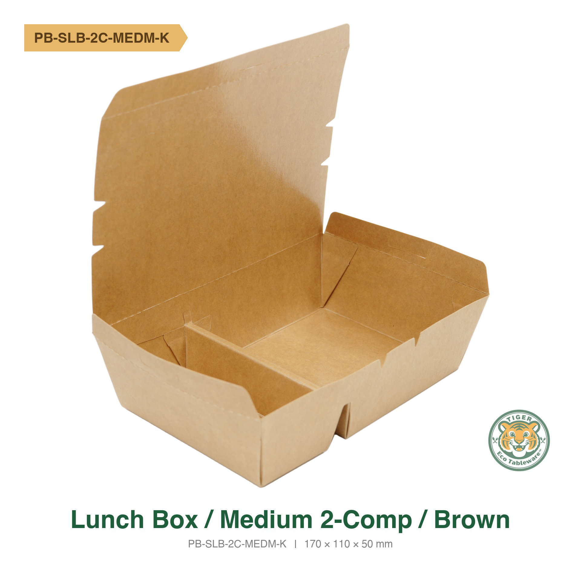 Paper Lunch Box / Medium 2-Compartment / Brown (RM0.5375/pc)_2