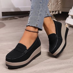 Women's platform wedge loafers