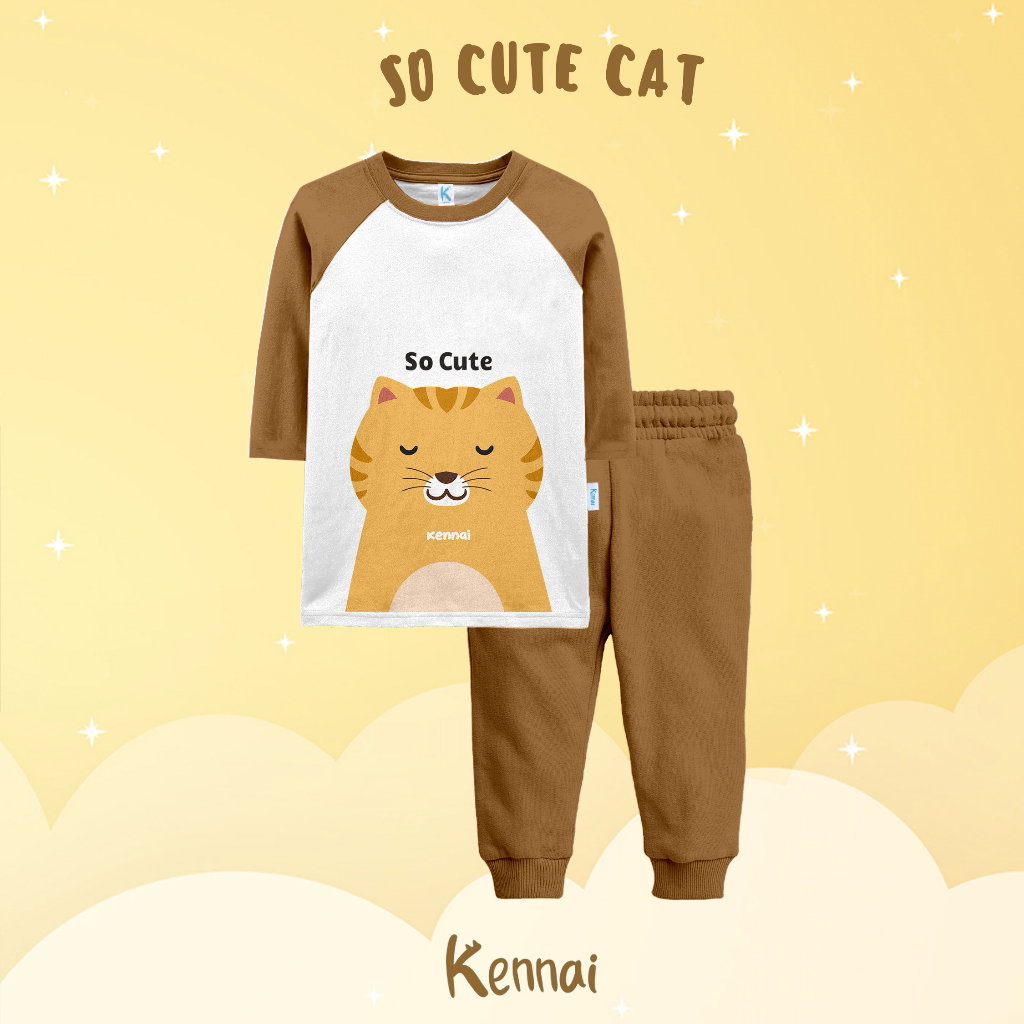 SETELAN PANJANG RAGLAN ANIMAL KAWAI SO CUTE CAT_0