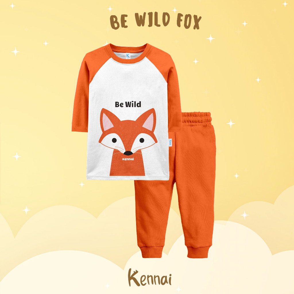 SETELAN PANJANG RAGLAN ANIMAL KAWAI BE WILD FOX