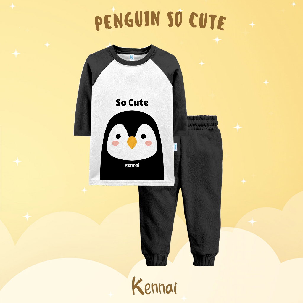 SETELAN PANJANG RAGLAN ANIMAL KAWAI PENGUIN SO CUTE_0