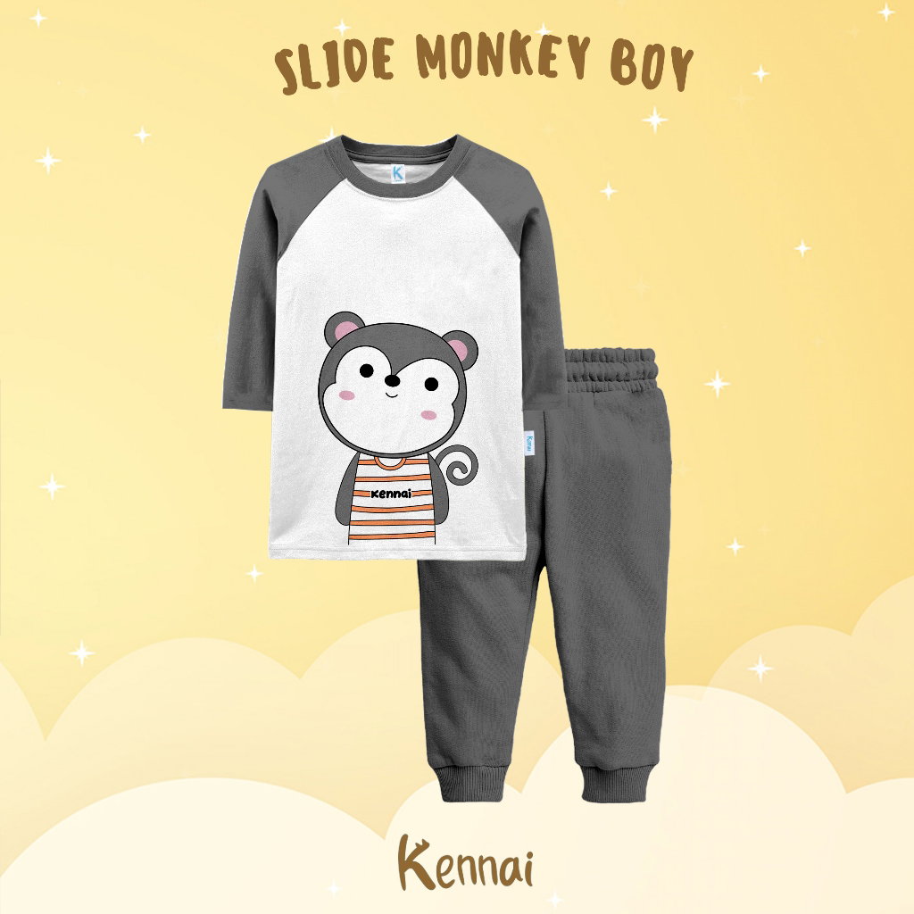 SETELAN PANJANG RAGLAN ANIMAL KAWAI SLIDE MONKEY BOY_0