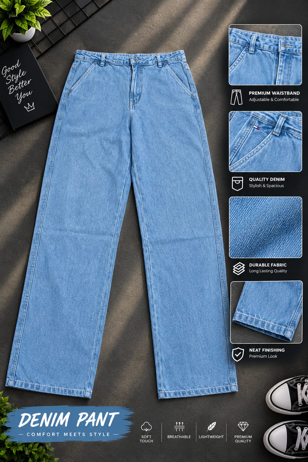 Semi Baggy Cargo Denim Pant_0