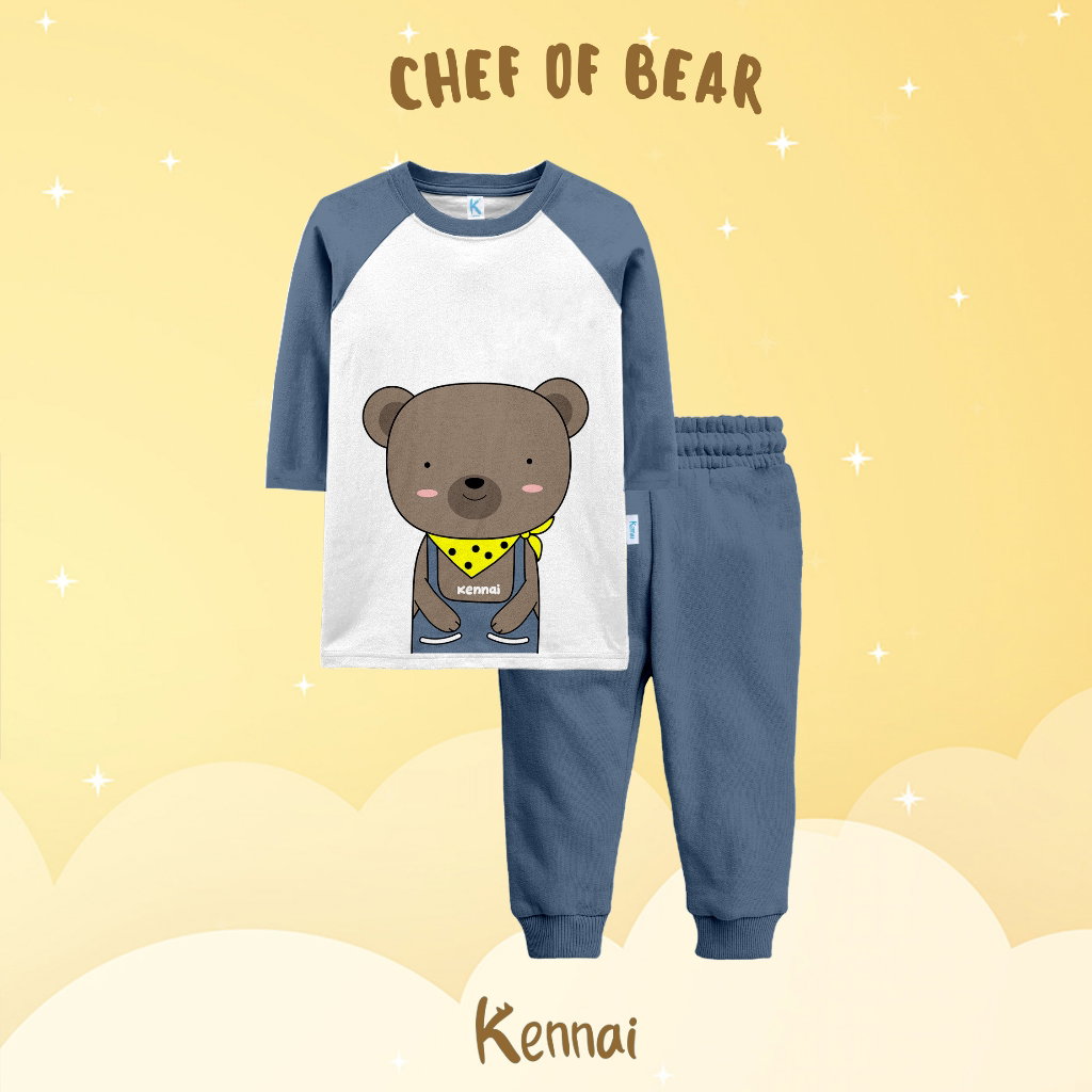 SETELAN PANJANG RAGLAN ANIMAL KAWAI CHEF OF BEAR