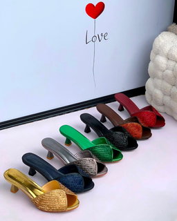 Women's open-toe kitten heel mules