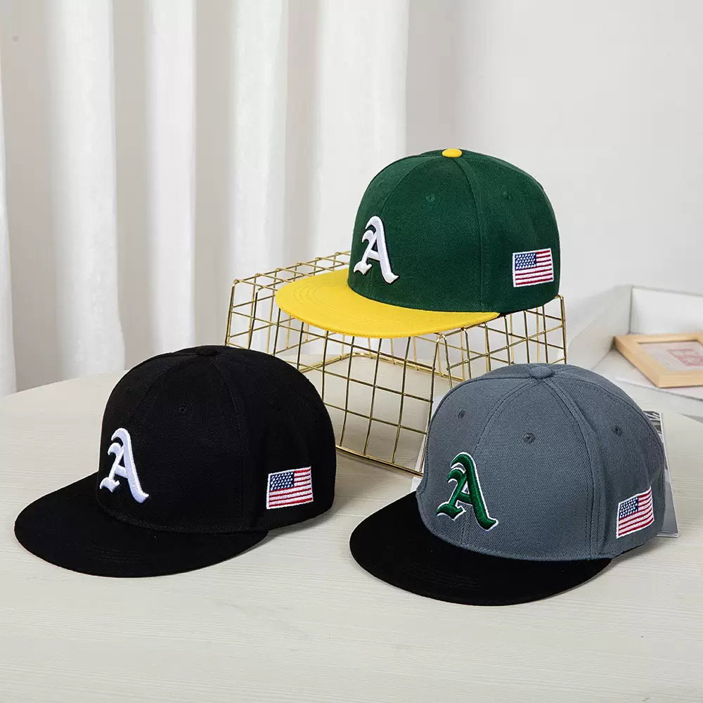 Gothic Embroidered Letter "A" Snapback Cap_0
