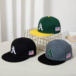 Gothic Embroidered Letter "A" Snapback Cap
