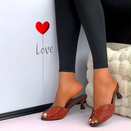 Women's open-toe kitten heel mules