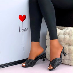 Women's open-toe kitten heel mules