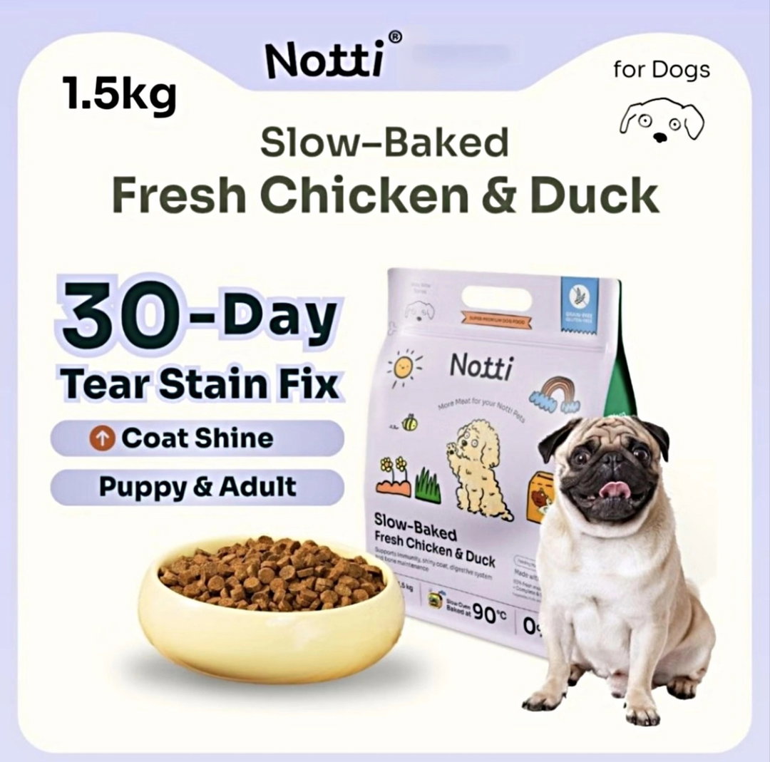 Notti Slow-Baked Fresh Chicken & Duck Dog Food – High Protein Super Premium Formula for All Life Stages Dogs