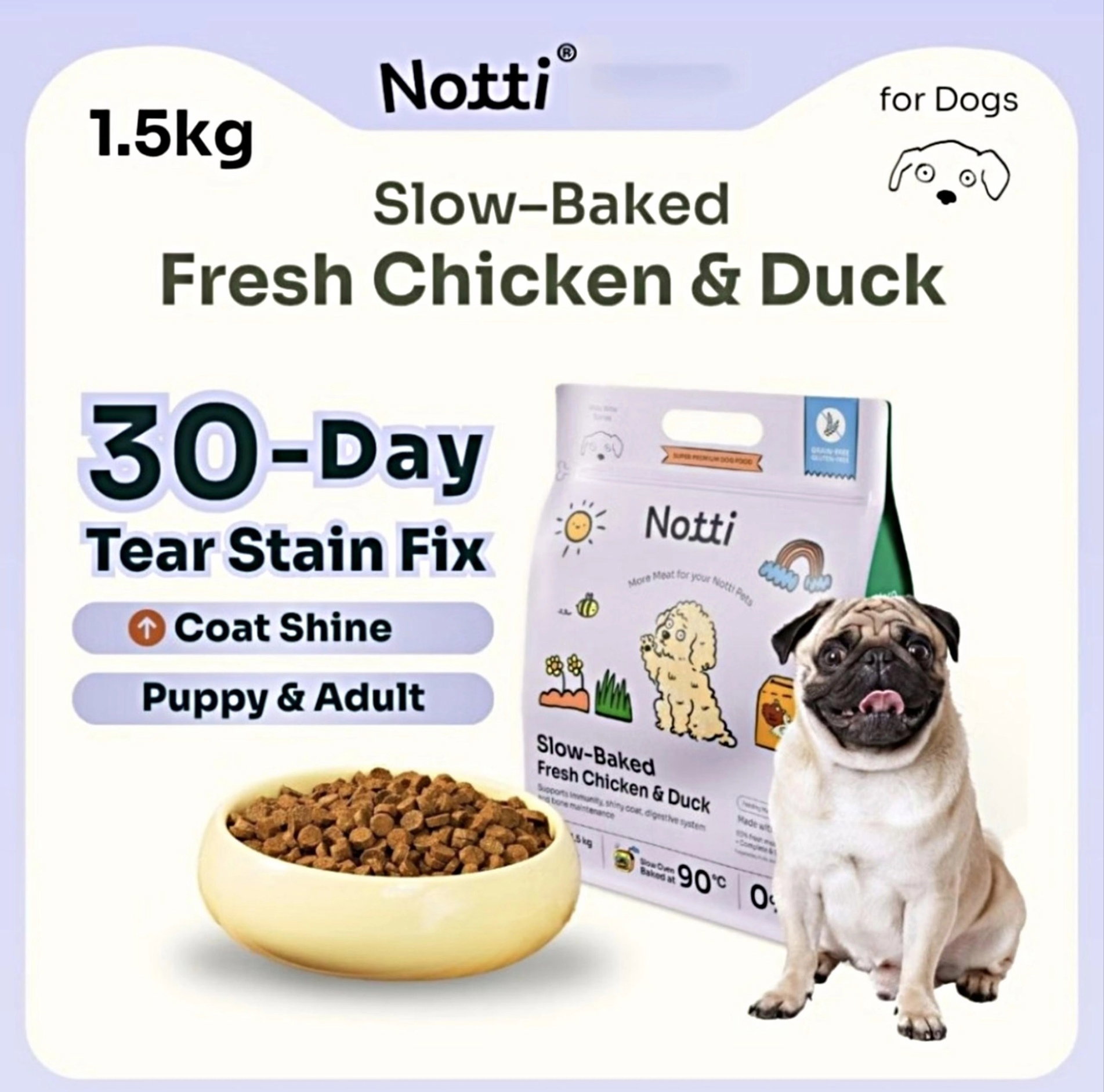 Notti Slow-Baked Fresh Chicken & Duck Dog Food – High Protein Super Premium Formula for All Life Stages Dogs_0