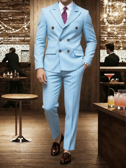 double-breasted pinstripe blazer  