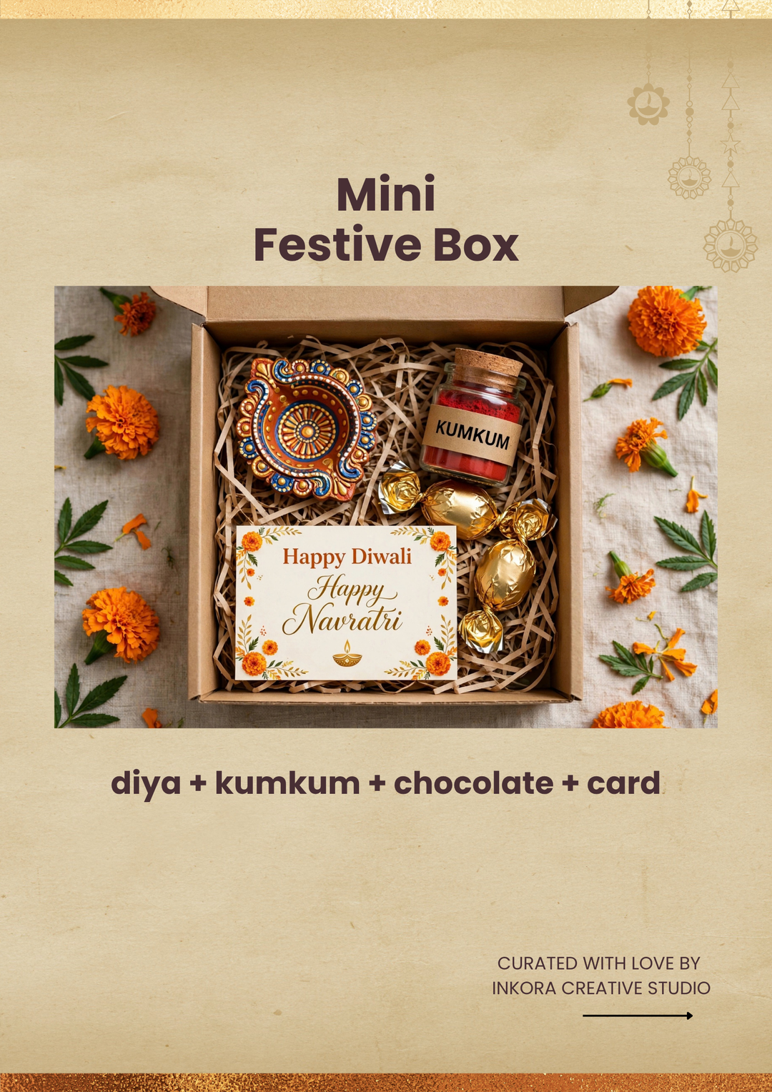 Mini Festive Box — diya + kumkum + chocolate + card