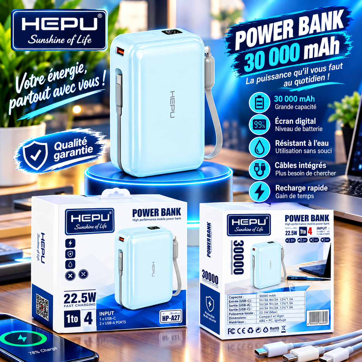 HEPU POWER BANK 30 000 mAh 22.5w ORIGINAL ⚡️_2