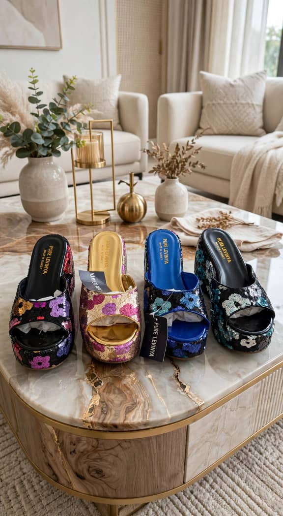 Women's chunky wedge platform mule sandals slides