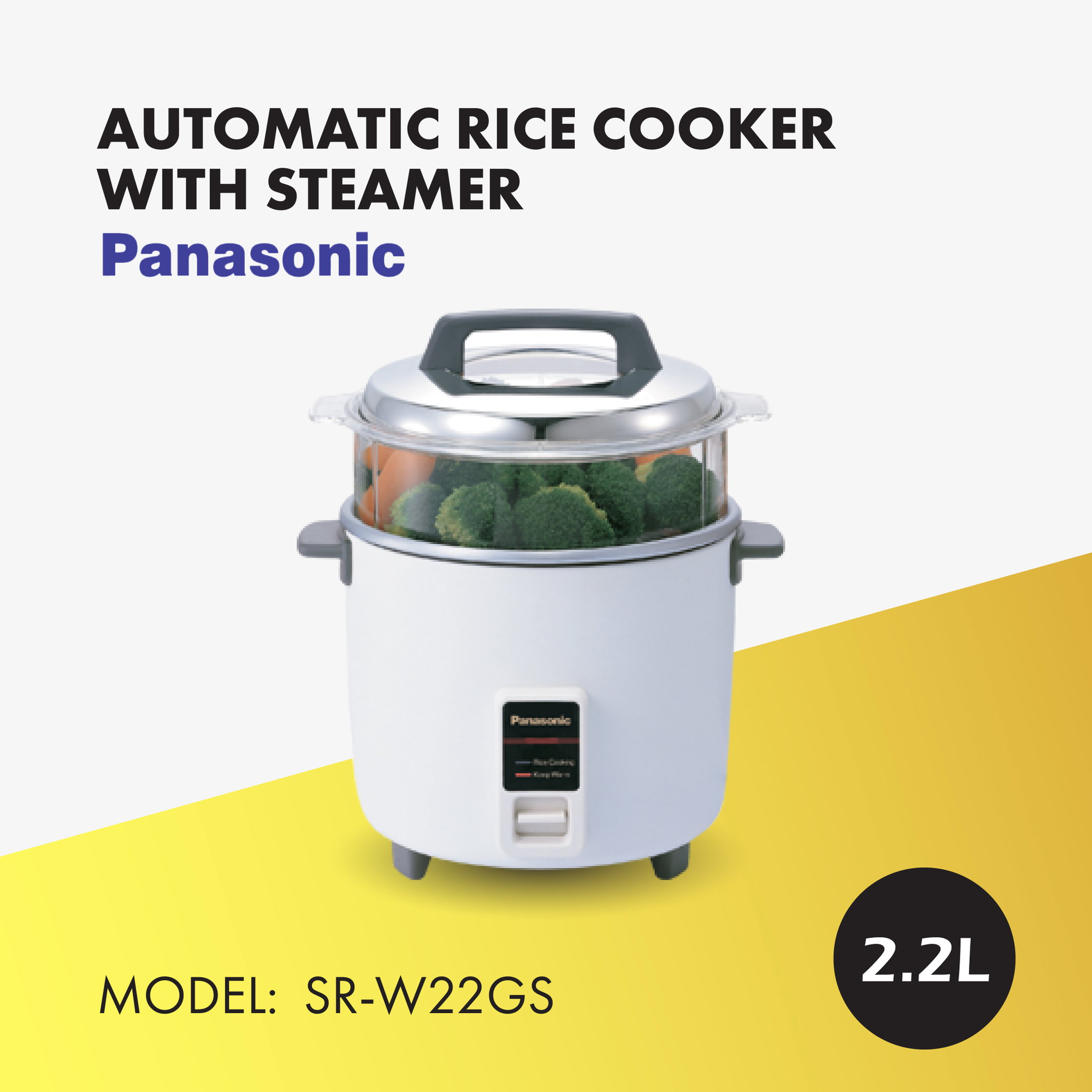 PANASONIC AUTOMATIC RICE COOKER AND STEAMER 2.2L SR-W22GS WHITE_0