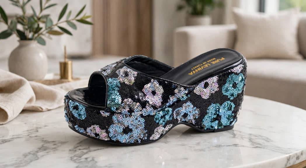 Women's chunky wedge platform mule sandals slides_4