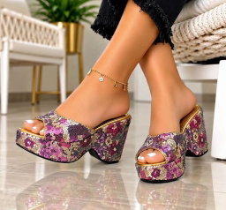 Women's chunky wedge platform mule sandals slides