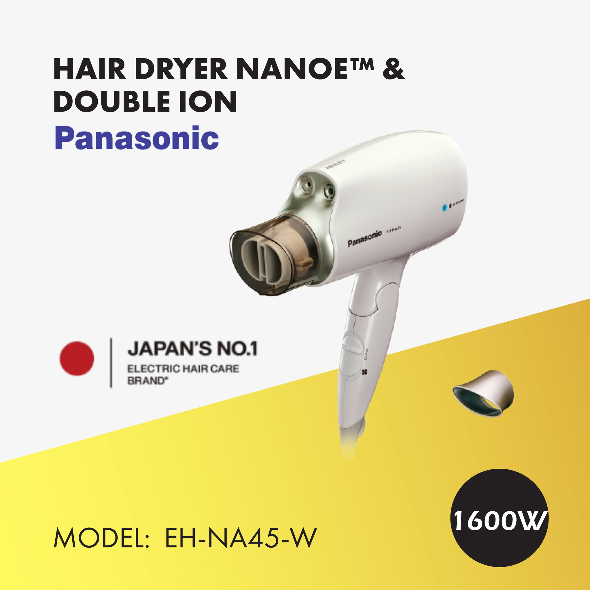 PANASONIC HAIR DRYER 1600W EH-NA45-W_0