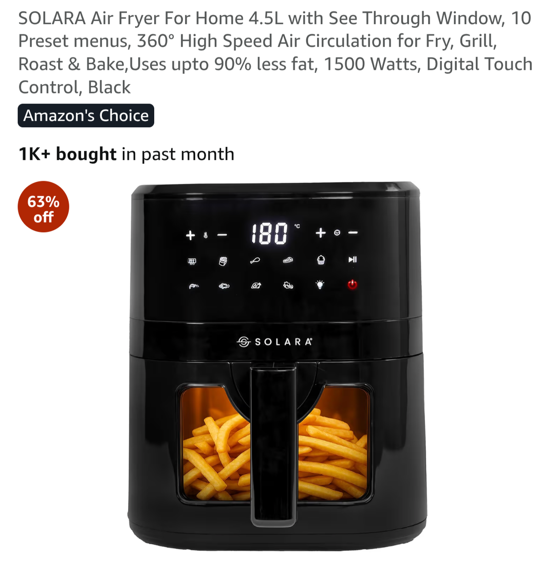 SOLARA Air Fryer 4.5L