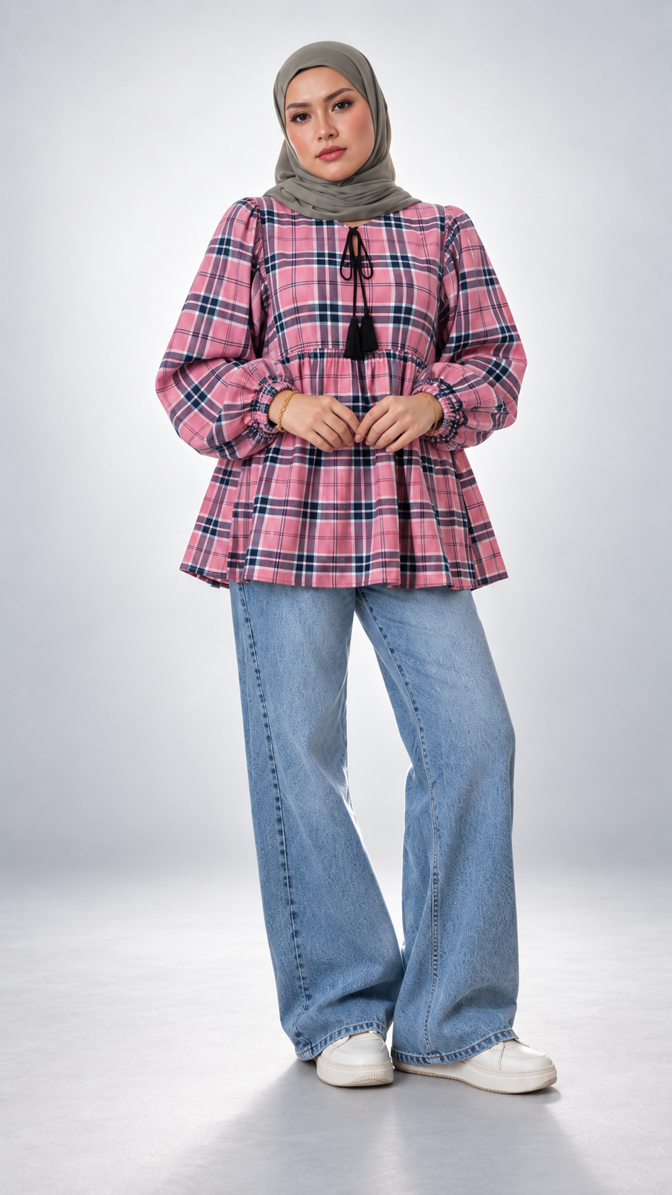 🖤 Plaid Batwing Babydoll Top_2