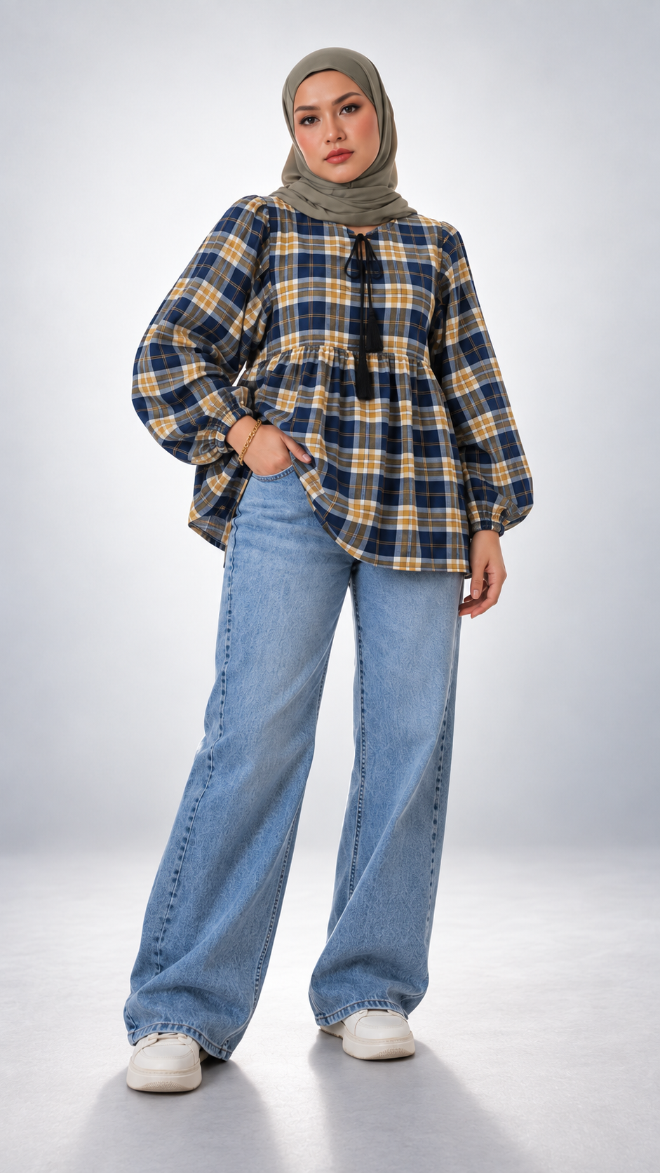 🖤 Plaid Batwing Babydoll Top_1