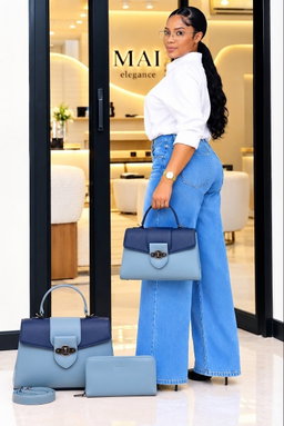 Big structured top-handle handbags,a matching long wallet a detachable shoulder strap.