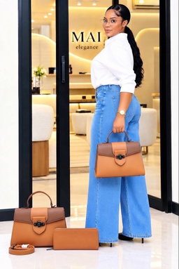 Big structured top-handle handbags,a matching long wallet a detachable shoulder strap.