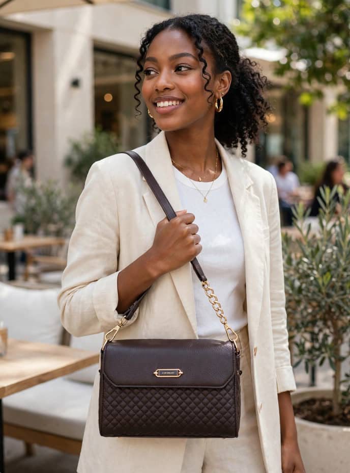 Medium leather handbag set with wallet _5