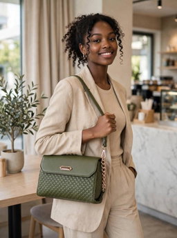 Medium leather handbag set with wallet 