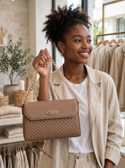 Medium leather handbag set with wallet 