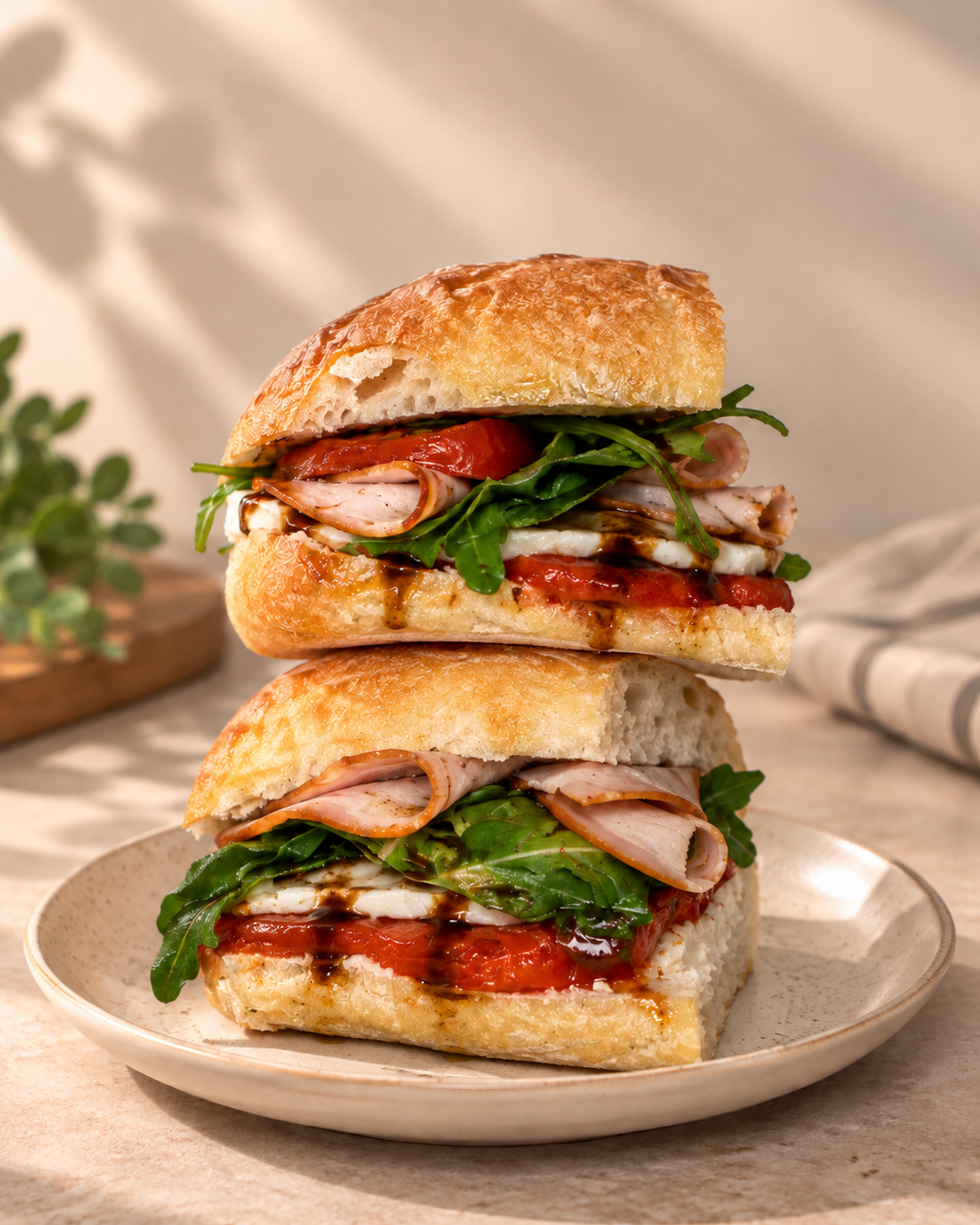 Pistachio Caprese Sandwich with Turkey Slices
