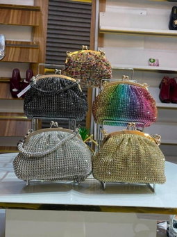 Glamorous rhinestone-encrusted evening clutch bags
