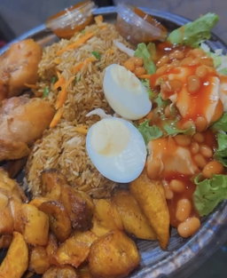 Rice Specialties{ Jollof, Fried rice, plain rice, Waakye, spaghetti and Indomie}