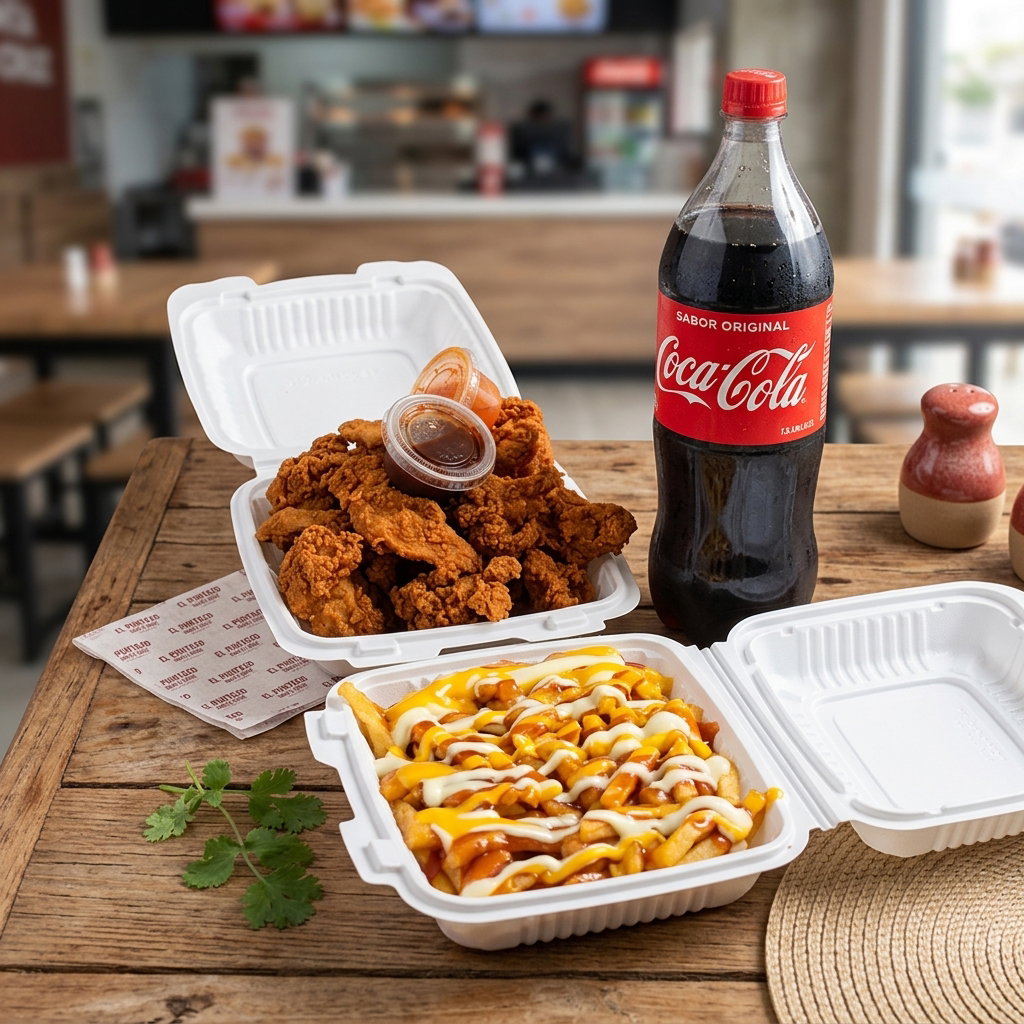 Promoción kilo alitas+ papas + coca cola 1.5
