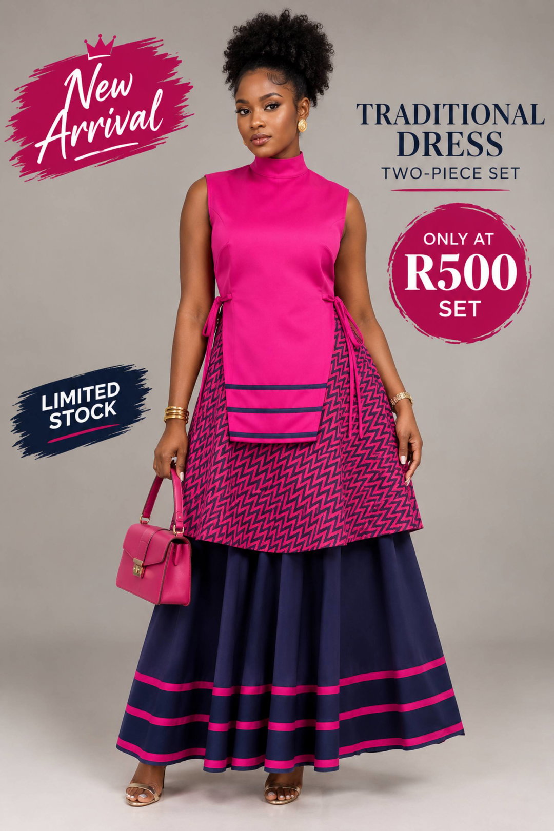 Traditional Two-Piece African Print Dress Set(XL)