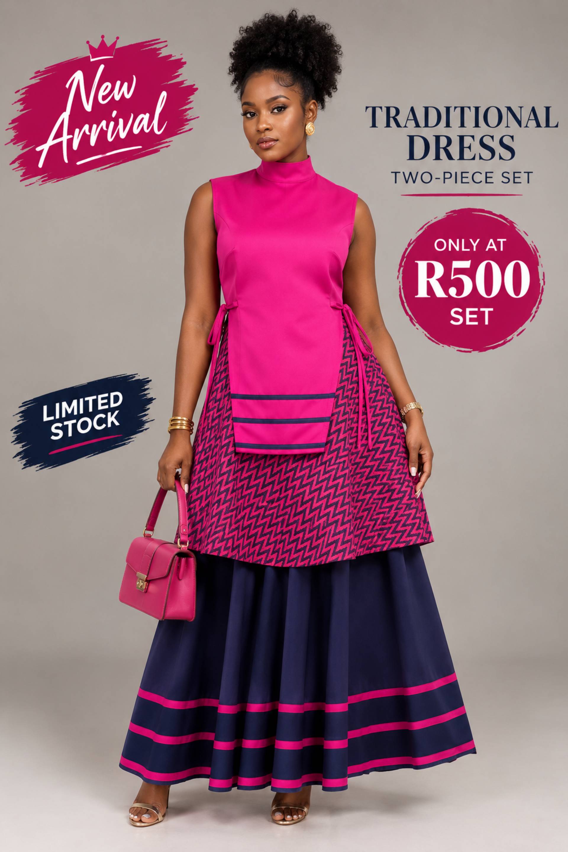 Traditional Two-Piece African Print Dress Set(XL)_0