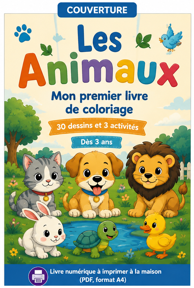 Nom : Les Animaux – Mon premier livre de coloriage