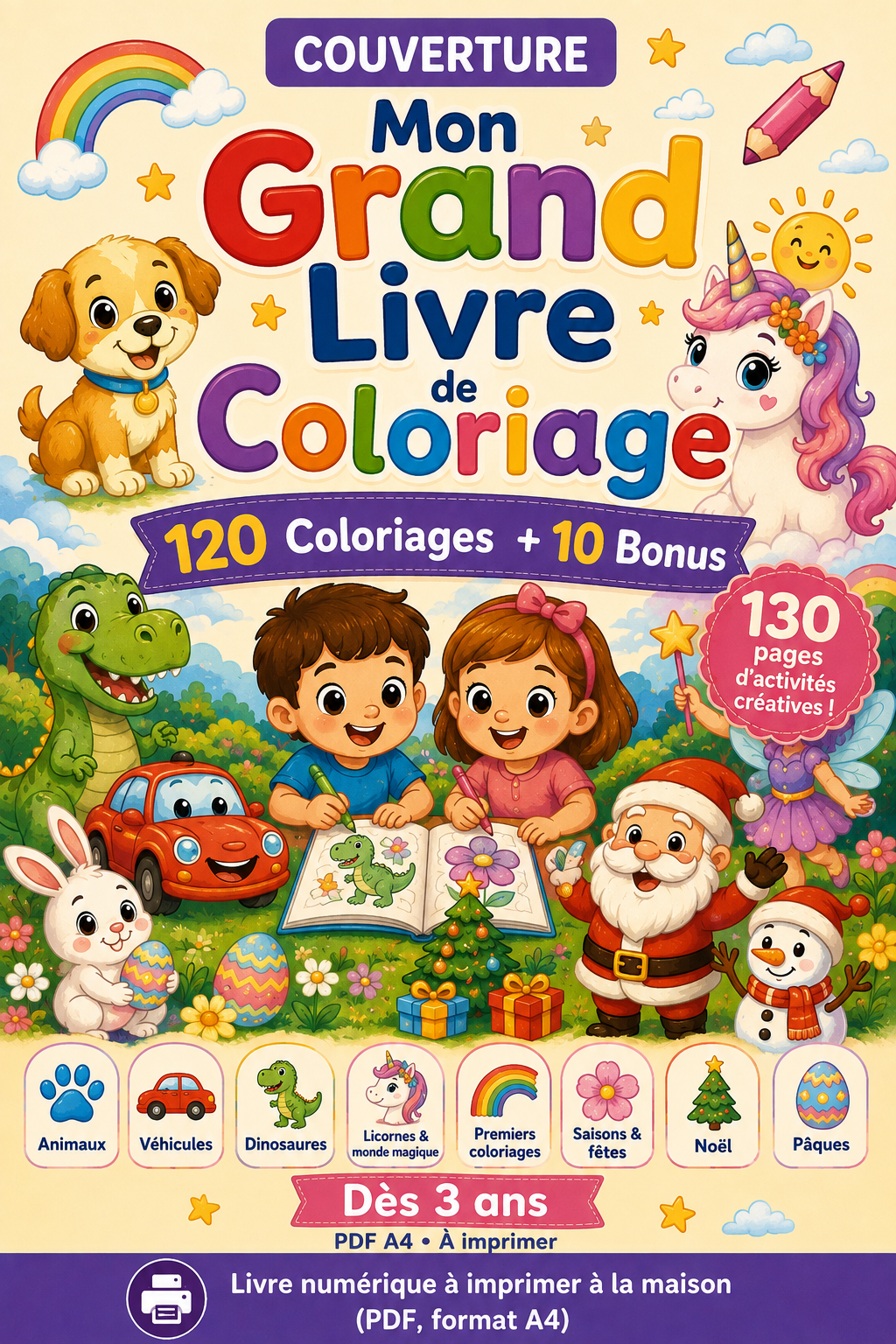 Mon Grand Livre de Coloriage – 120 Coloriages + 10 Bonus